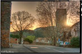 Early Morning Sunrise Over Church in Agel, France