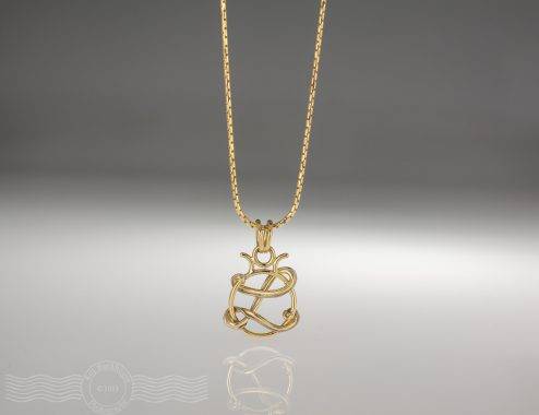 Handmade Gold Initials Pendant by Rockwater Studio